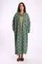 Long printed coat in cotton and viscose cashmere with pockets